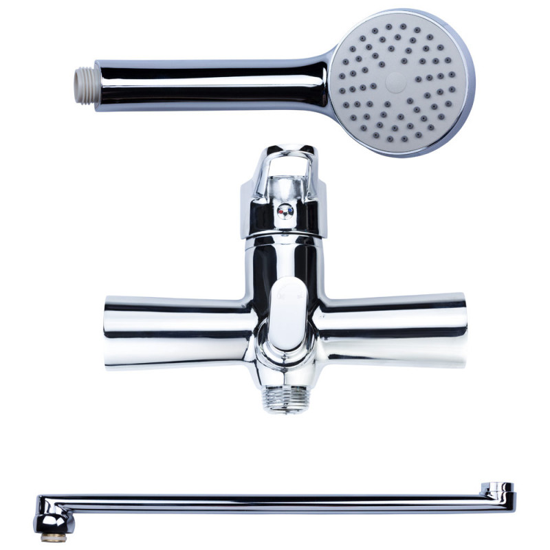 AQUATICA Змішувач HK Ø35 для ванни гусак прямий 350мм дивертор вбудований картріджний HK-2C230C (9732220)