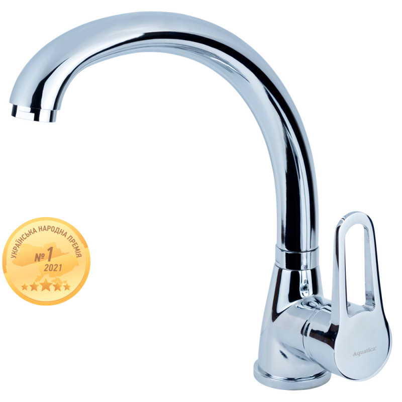 AQUATICA Змішувач HL Ø35 для кухні гусак вухо на гайці HL-4B130C (9734100)