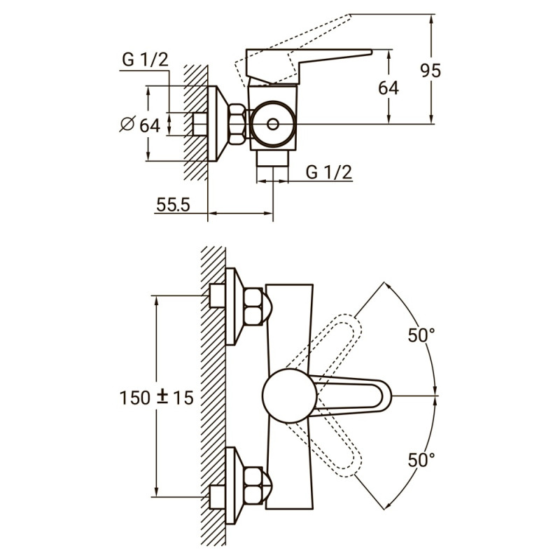 AQUATICA Змішувач HL Ø35 для душа HL-1D130C (9734300)