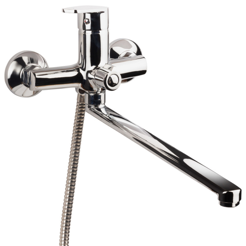 AQUATICA Змішувач s37 Ø35 для ванни ізлив прямий 350мм дивертор вбудований картриджний (9737220)