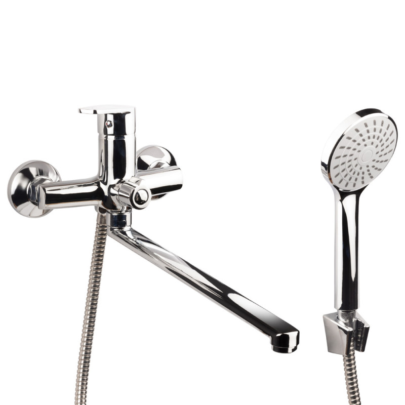 AQUATICA Змішувач s37 Ø35 для ванни ізлив прямий 350мм дивертор вбудований картриджний (9737220)