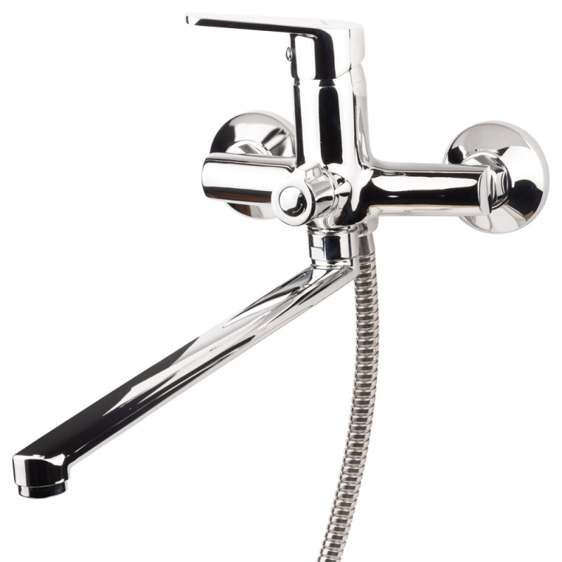 AQUATICA Змішувач s37 Ø35 для ванни ізлив прямий 350мм дивертор вбудований картриджний (9737220)