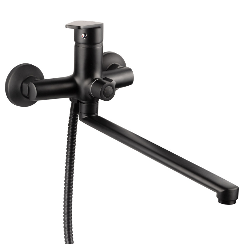 AQUATICA Змішувач s37 Ø35 для ванни излив прямий 350мм дивертор вбудований картриджний (B) (9737225)