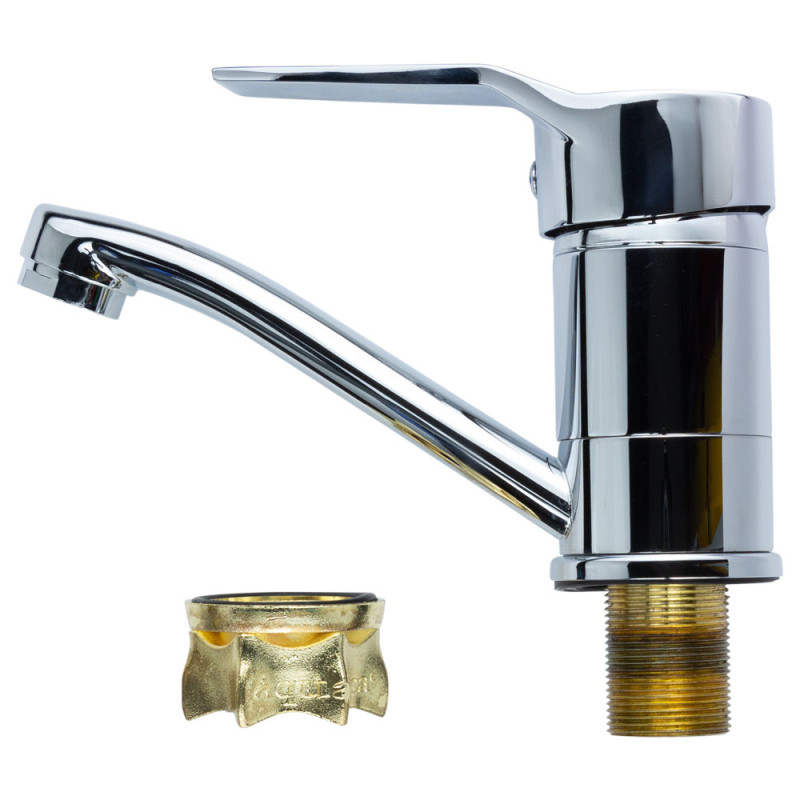 AQUATICA Змішувач MJ Ø40 для кухні гусак прямий 150мм на гайці MJ-1B135C (9744100)