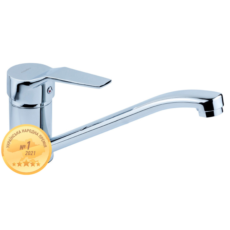 AQUATICA Змішувач MJ Ø40 для кухні гусак прямий 250мм на гайці MJ-1B235C (9744110)