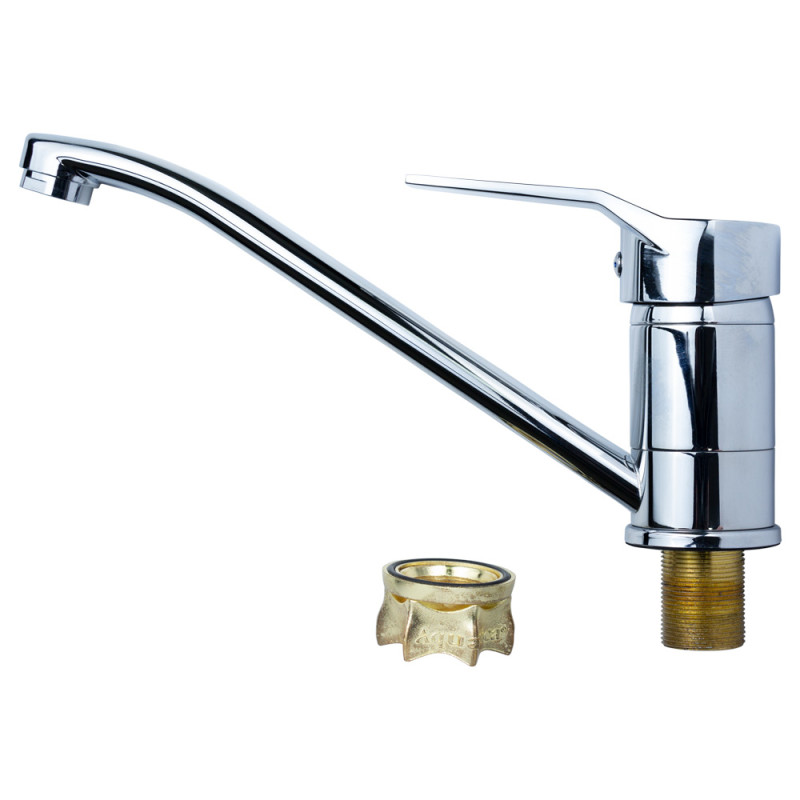 AQUATICA Змішувач MJ Ø40 для кухні гусак прямий 250мм на гайці MJ-1B235C (9744110)