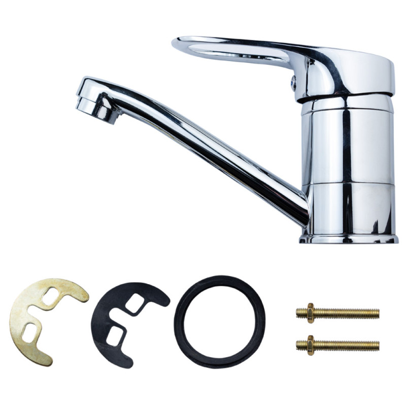 AQUATICA Змішувач MJ Ø40 для кухні гусак прямий 150мм на шпильці MJ-2B129C (9744120)