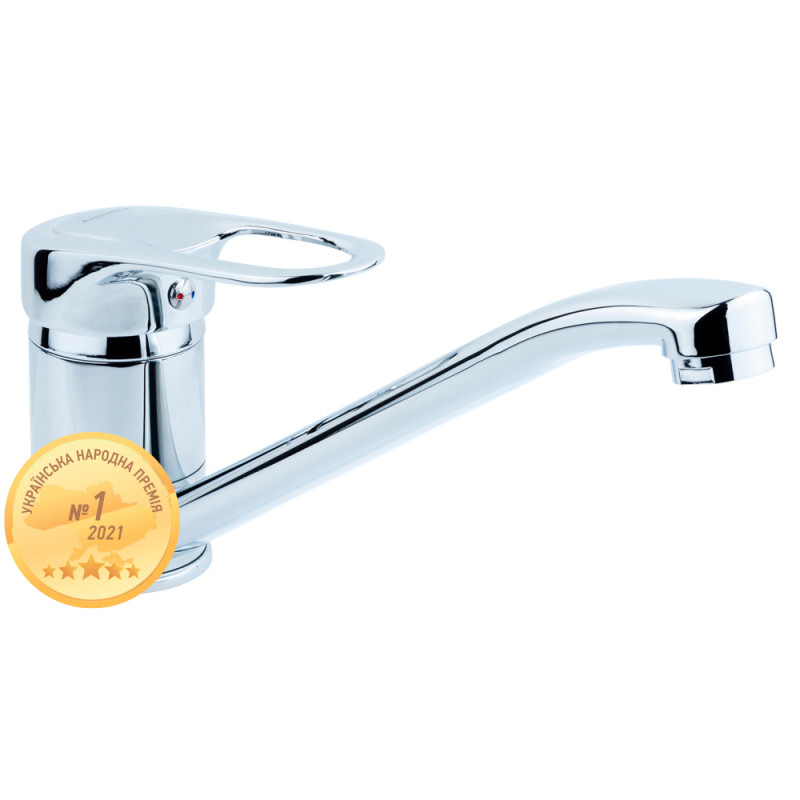 AQUATICA Змішувач MJ Ø40 для кухні гусак прямий 250мм на шпильці MJ-2B229C (9744130)