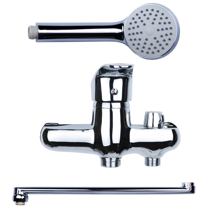 AQUATICA Змішувач NL Ø40 для ванни гусак прямий 350мм дивертор вбудований картріджний NL-2C243C (9750220)