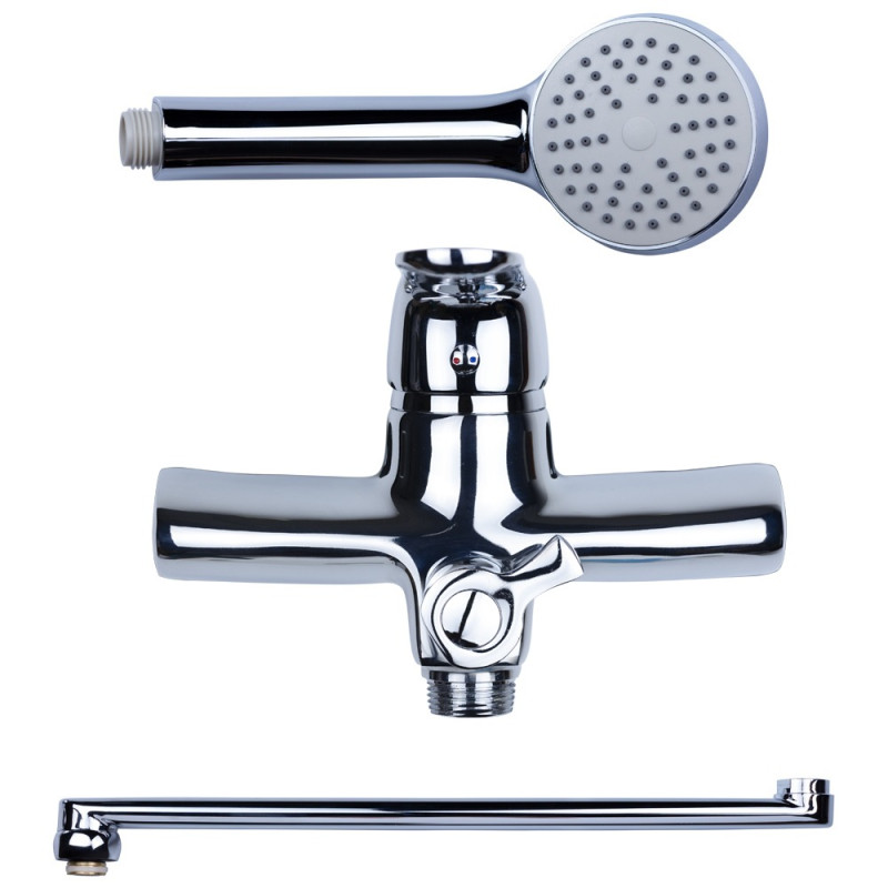 AQUATICA Змішувач NM Ø40 для ванни гусак прямий 350мм дивертор вбудований картріджний NM-2C234C (9751220)