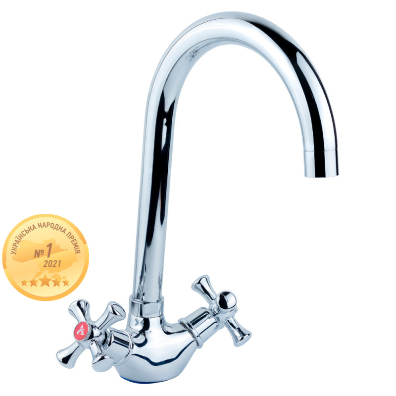 AQUATICA Змішувач PL 1/2" для кухні гусак високий вухо на гайці PL-4B455C (9777130)