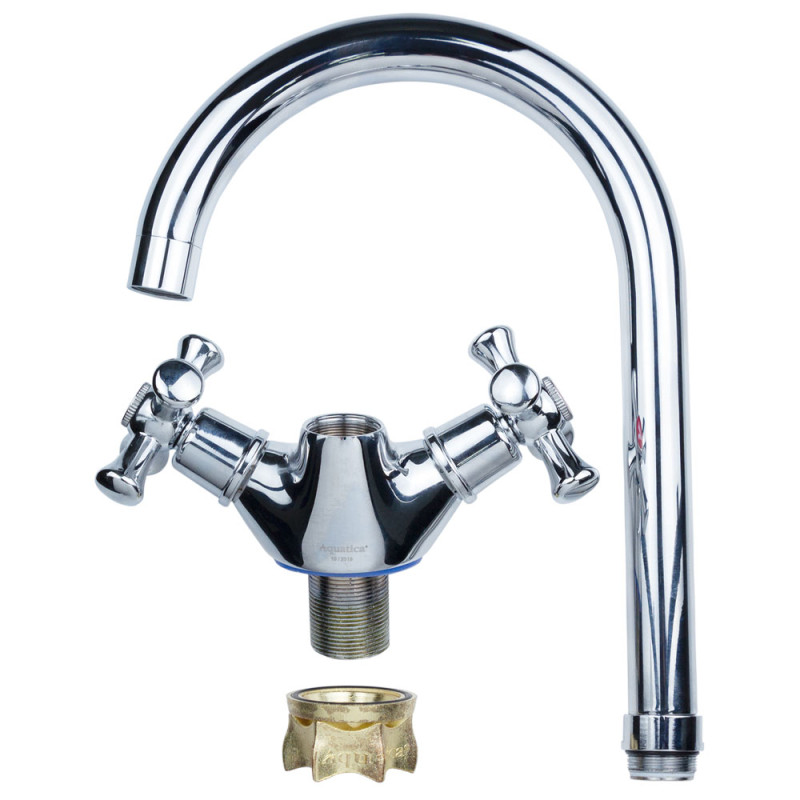 AQUATICA Змішувач PL 1/2" для кухні гусак високий вухо на гайці PL-4B455C (9777130)