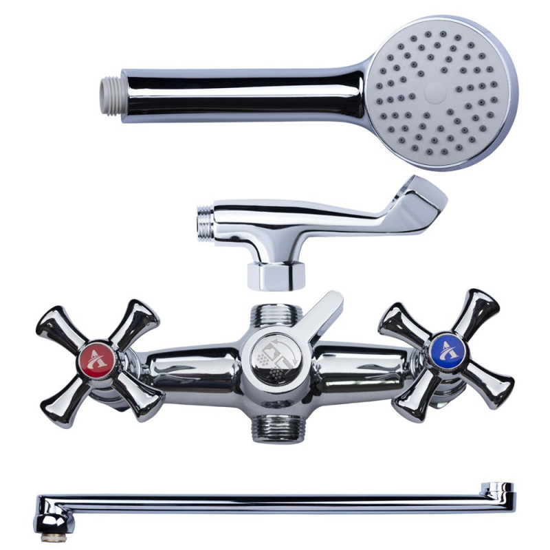 AQUATICA Змішувач PL 1/2" для ванни гусак прямий 350мм дивертор вбудований картріджний PL-2C255C (9777200)