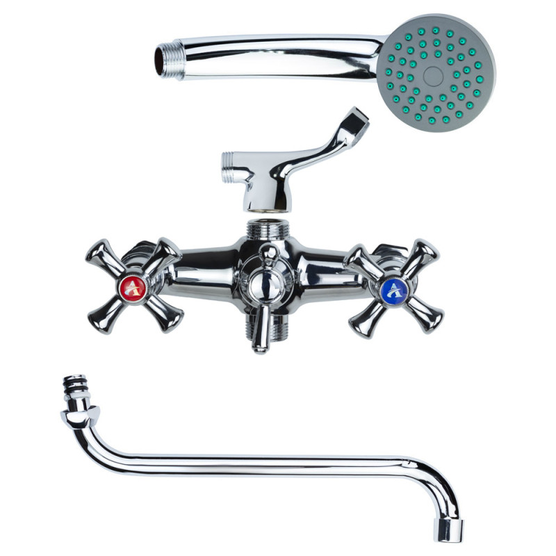 AQUATICA Змішувач PL 1/2" для ванни гусак вигнутий дивертор вбудований кульовий PL-5C455C (9777220)