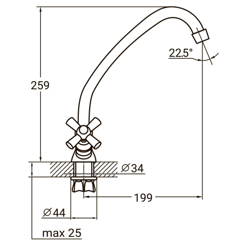 AQUATICA Змішувач PM ½" для кухні економ на гайці (кратно 2шт) PM-1B157C (9780100) (2 шт)