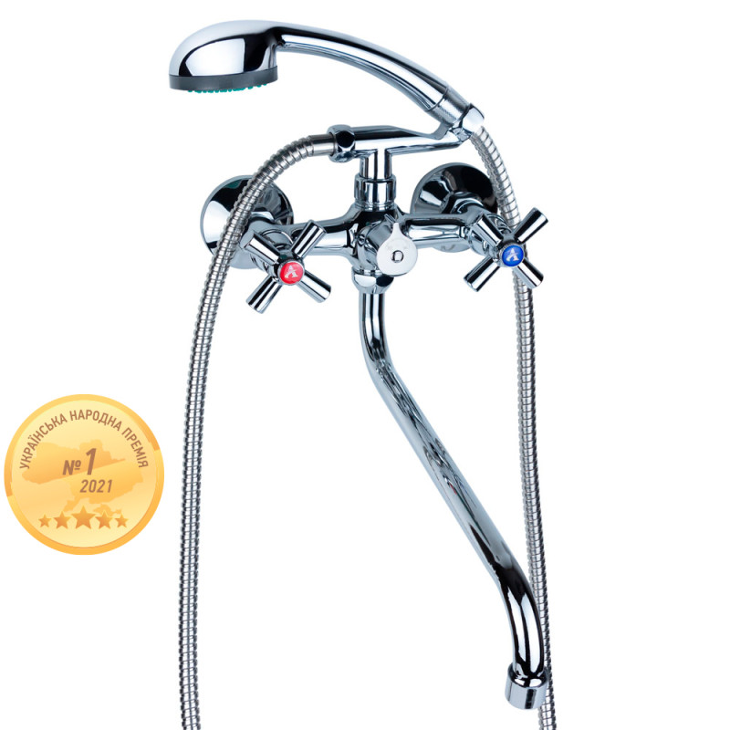 AQUATICA Змішувач PM 1/2" для ванни гусак вигнутий дивертор вбудований картріджний PM-2C457C (9780210)