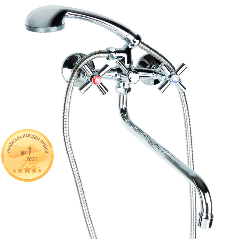 AQUATICA Змішувач PM 1/2" для ванни гусак вигнутий дивертор вбудований кульовий PM-5C457C (9780220)