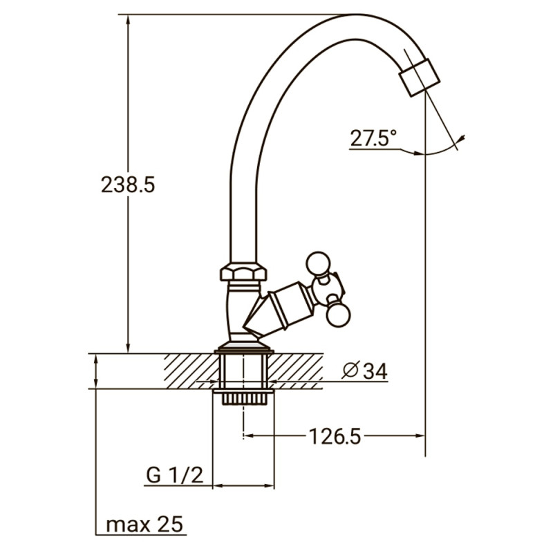 AQUATICA Змішувач s83 ½" монокран на гайці (КРАТНО 3ШТ) QM-1G159C (9783600) (3 шт)