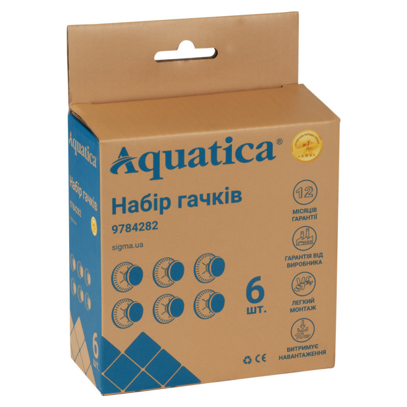 AQUATICA Гачки на вакуумних присосках s42 Ø40×40мм чорний/білий (6шт) (9784282)