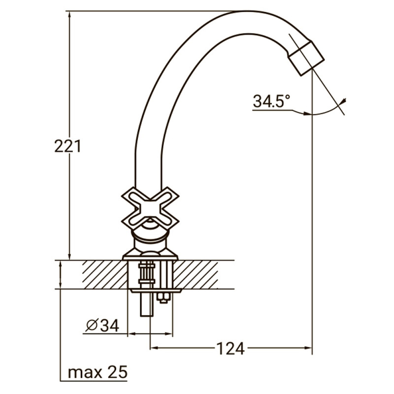 AQUATICA Змішувач QN 1/2" для кухні економ на шпильці QN-2B158C (9786100) (2 шт)