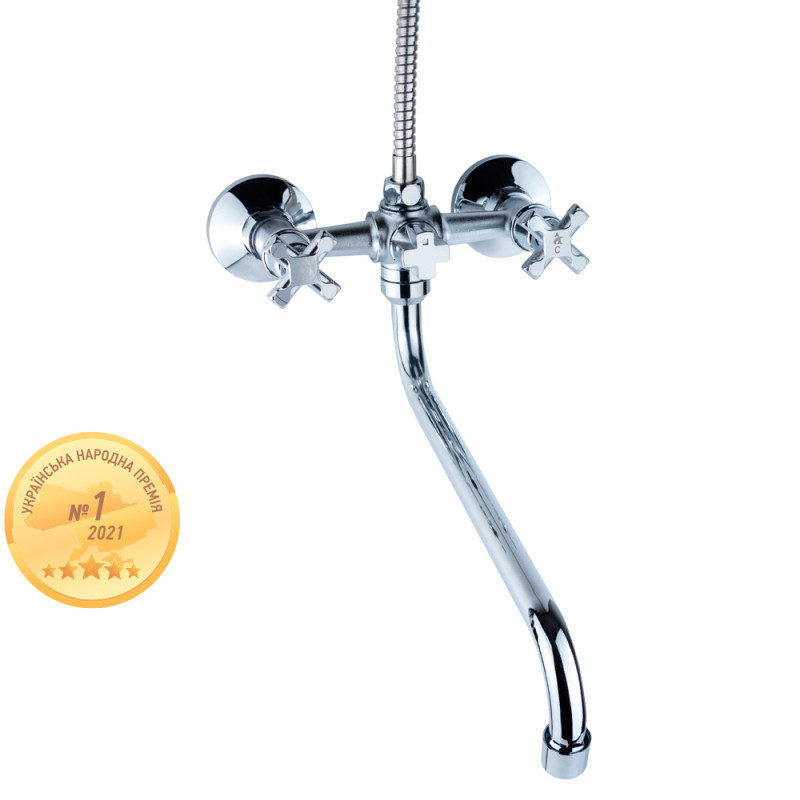 AQUATICA Змішувач QN ½" для ванни гусак вигнутий дивертор вбудований кульовий QN-2C458C (9786200)