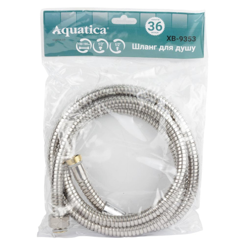 AQUATICA Шланг для душа 1/2" SS растяжной с подшипником 150-180см XB-9353 (9792040)