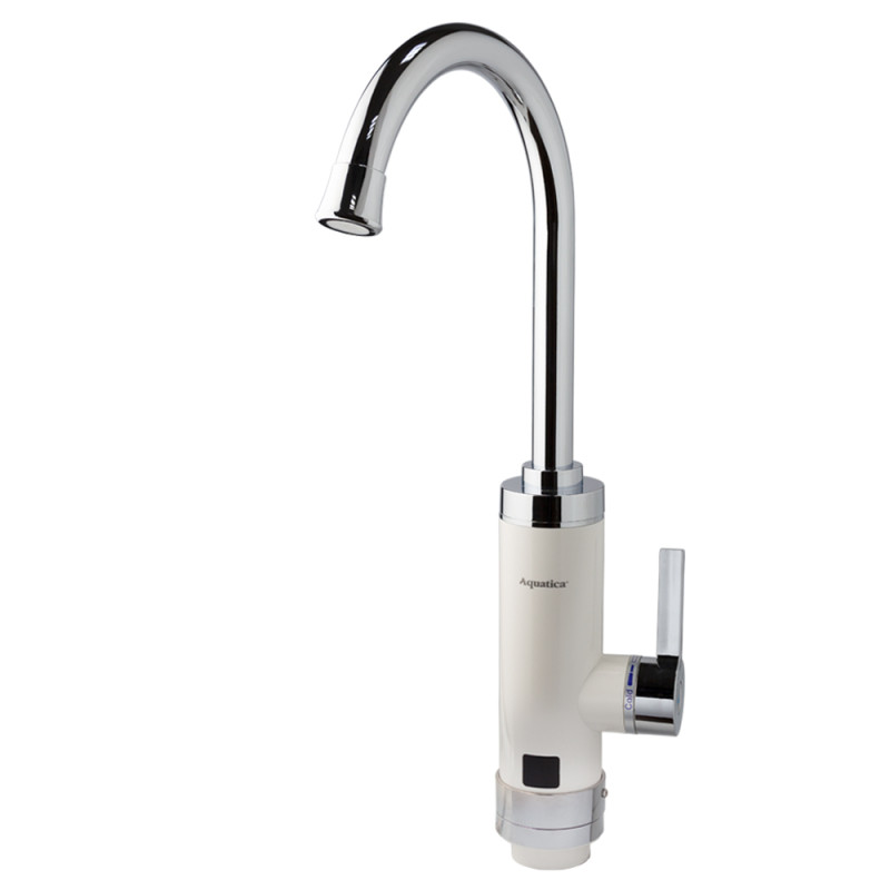 Aquatica Кран-водонагреватель проточный HZ 3.0кВт 0.4-5бар для кухни гусак ухо на гайке (W) AQUATICA HZ-6B143W (9791113)