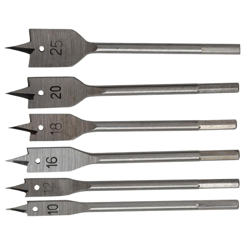 SIGMA Набор сверл по дереву перовых 6 шт (Ø10, 12, 16, 18, 20, 25мм, длина 150мм) (1303311)