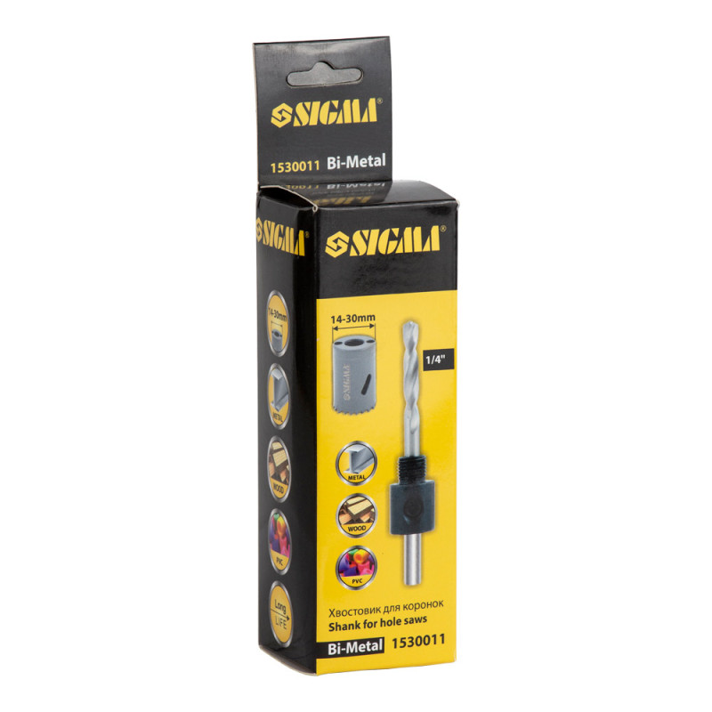 SIGMA Хвостовик для коронок биметалл 1/4" Ø14-30мм (1530011)