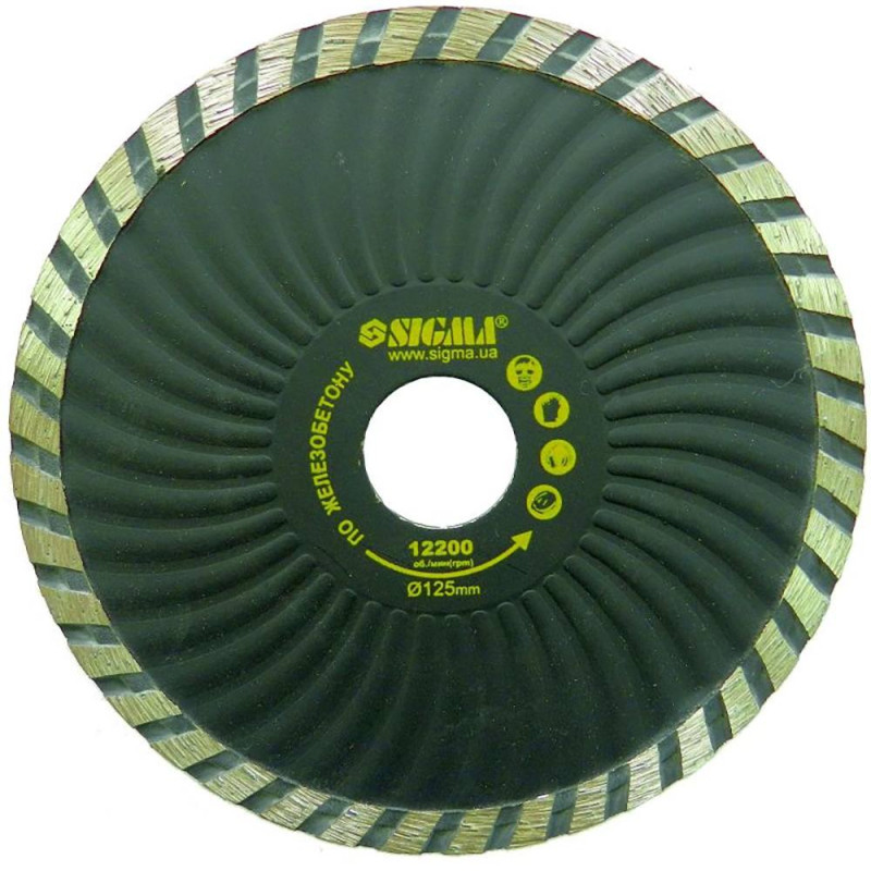 SIGMA Круг алмазный по железобетону "Турбоволна" Ø180×2.8×22.2мм, 8600об/мин (1923251)