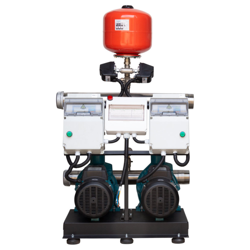 Leo Станция повышения давления 380В 2×3.0кВт Hmax 38м Qmax 450л/мин 12л + каскадное управление 3.0 (2AC300CH2-2S531-4.0-12)