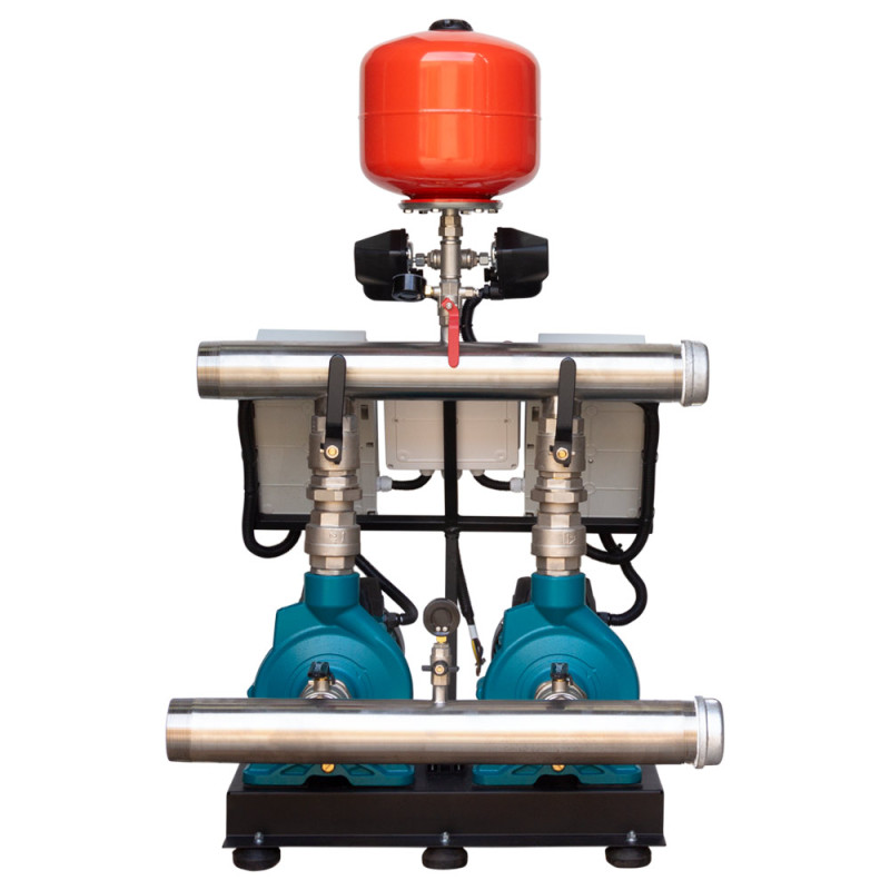 Leo Станция повышения давления 380В 2×3.0кВт Hmax 38м Qmax 450л/мин 12л + каскадное управление 3.0 (2AC300CH2-2S531-4.0-12)