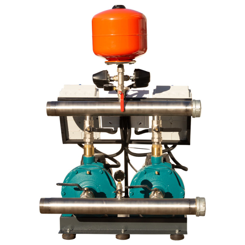 Leo Станция повышения давления 380В 2×3.0кВт Hmax 70м Qmax 250л/мин 12л + каскадное управление 3.0 (22AC300H-2S531-4.0-12)