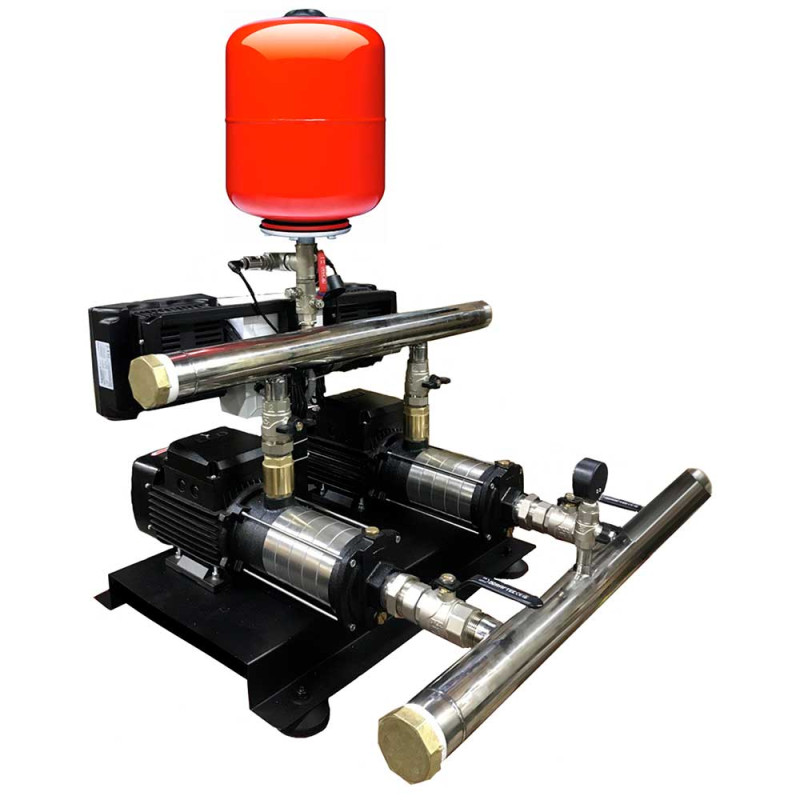 Leo Станция повышения давления 2×1.1кВт Hmax 48м Qmax 120л/мин нерж 8л + частотная регулировка 3.0 (2ECHm4-50-2AVF-1.1M-8)