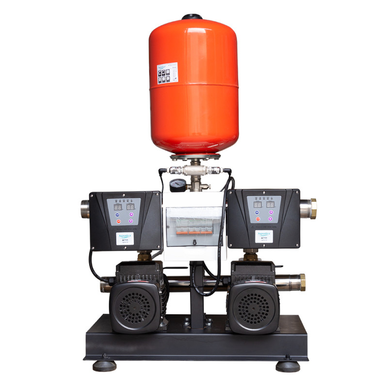 Leo Станция повышения давления 2×1.1кВт Hmax 58м Qmax 120л/мин нерж 24л + частотная регулировка 3.0 (2ECHm4-60-2AVF-1.1M-24)