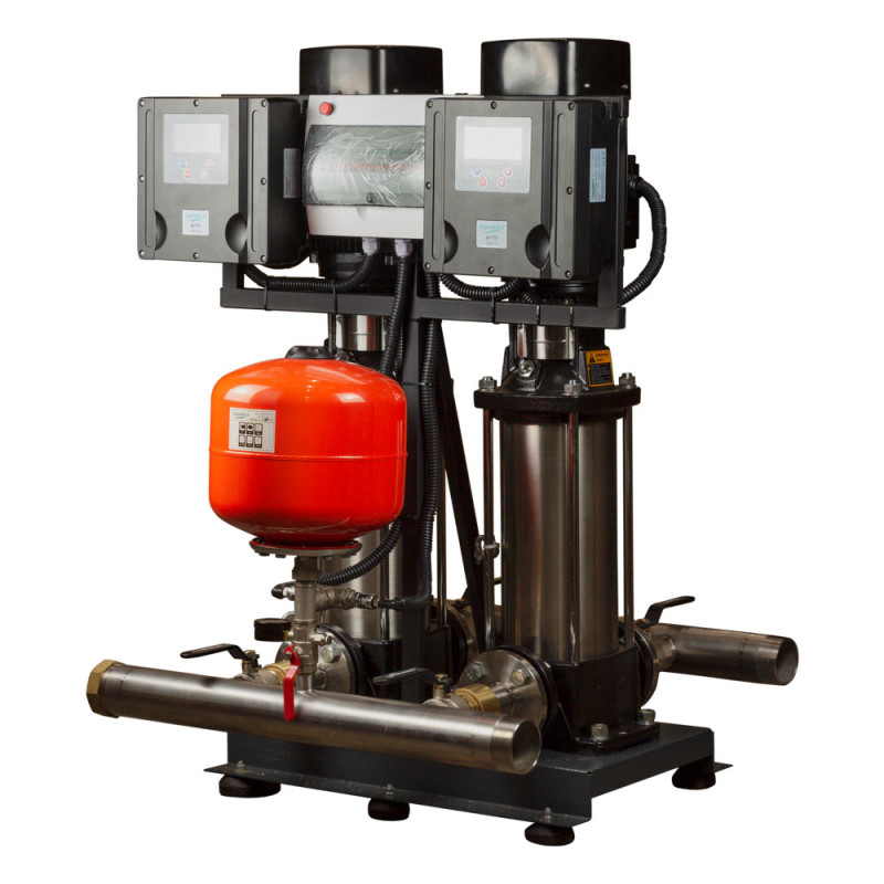 Leo Станция повышения давления 380В 2×4.0кВт Hmax 122м Qmax 216.7л/мин 12л + частотная регулировка 3.0 (2LVR10-12-2AVF-4.0-12)