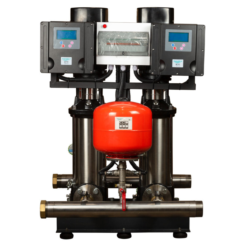 Leo Станция повышения давления 380В 2×4.0кВт Hmax 122м Qmax 216.7л/мин 12л + частотная регулировка 3.0 (2LVR10-12-2AVF-4.0-12)