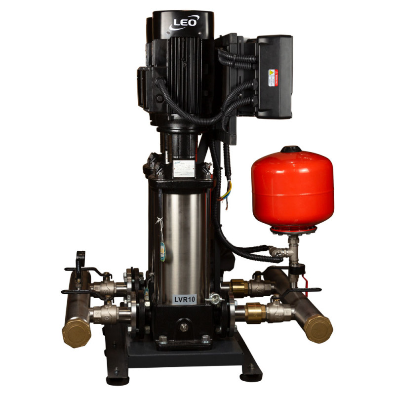 Leo Станция повышения давления 380В 2×4.0кВт Hmax 122м Qmax 216.7л/мин 12л + частотная регулировка 3.0 (2LVR10-12-2AVF-4.0-12)