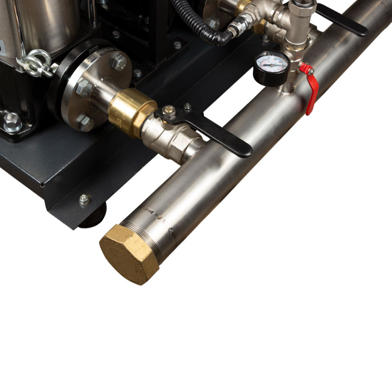 Leo Станция повышения давления 380В 2×4.0кВт Hmax 122м Qmax 216.7л/мин 12л + частотная регулировка 3.0 (2LVR10-12-2AVF-4.0-12)