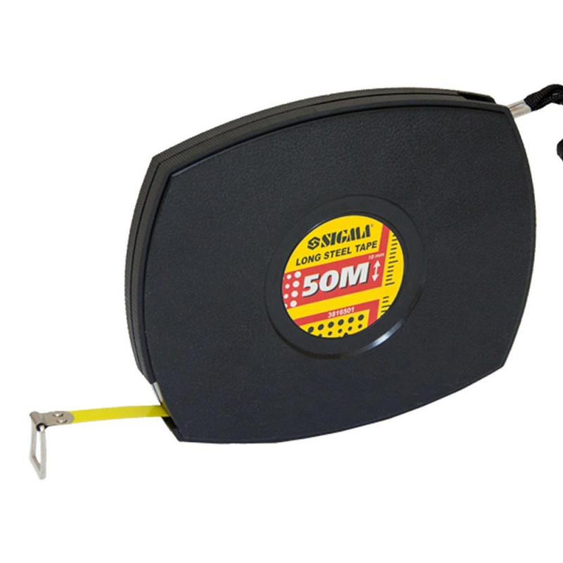 SIGMA Рулетка стальная лента 50м×10мм (черная) (3816501)