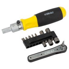 SIGMA Викрутка з реверсом + трещотка + біти 11шт CrV (4001131)