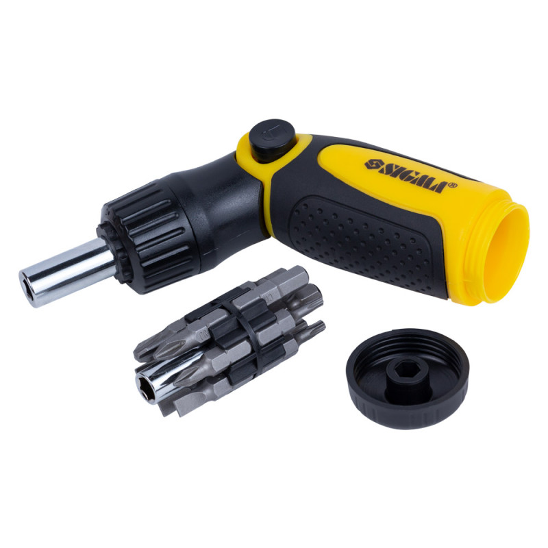 SIGMA Викрутка з реверсом ламана + біти 12шт CrV (4001961)