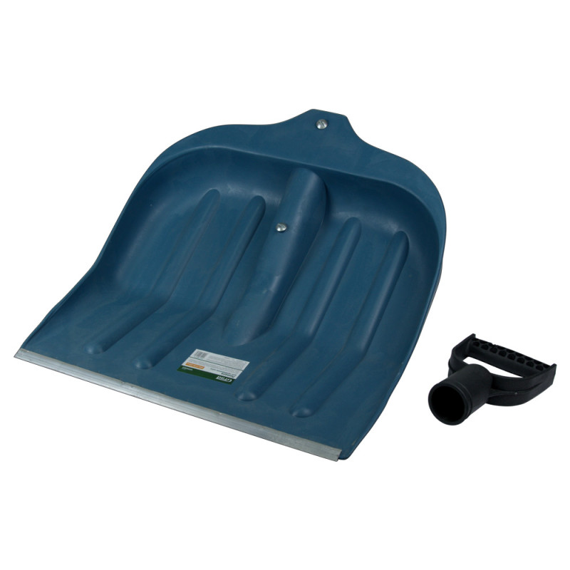 Grad Лопата для уборки снега пластиковая с алюминиевой планкой 435×470×10мм (синяя) (5049465)