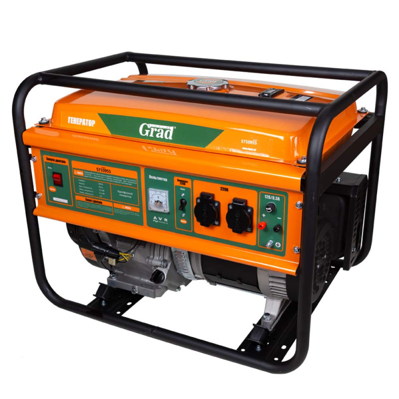 GRAD Генератор бензиновый 5.0/5.5кВт 4-х тактный ручной запуск (5710955)
