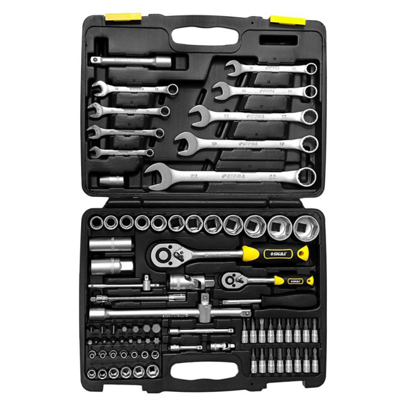 SIGMA Набор торцевых насадок и бит 1/4", 1/2" 82шт CrV Taiwan (6001021)