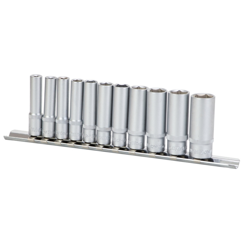 SIGMA Набор шестигранных насадок удлиненных 1/4" на планке 11шт CrV (6003411)