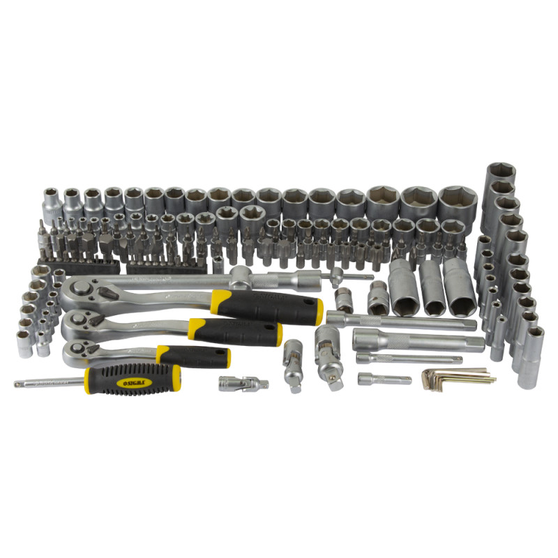 SIGMA Набор торцевых насадок и биты 1/4", 3/8", 1/2" 171шт CrV (6003811)