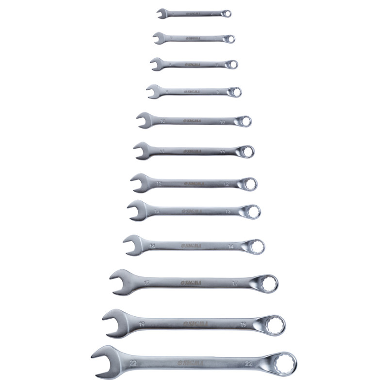 SIGMA Ключи рожково-накидные глубокие 12шт (7-15, 17, 19, 22мм) CrV polished (6010241)