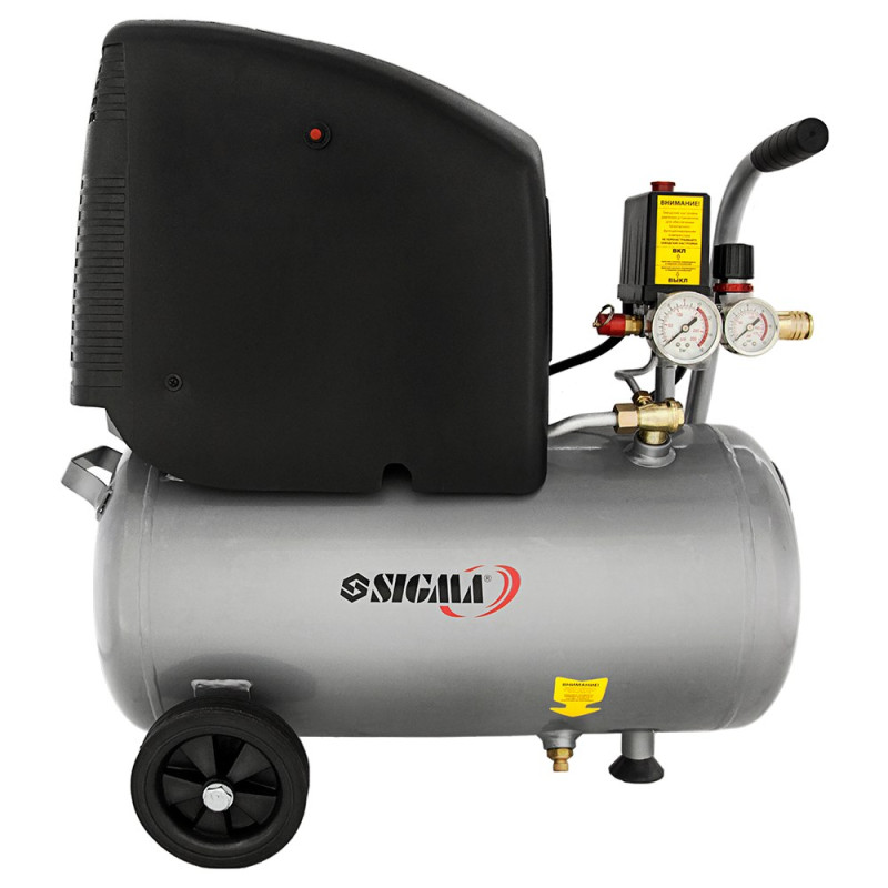 SIGMA Компрессор одноцилиндровый безмасляный 1.8кВт 245л/мин 8бар 24л (7042121)