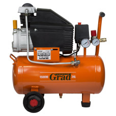 Grad Компрессор одноцилиндровый 1.5кВт 198л/мин 8бар 24л (2 крана) (7043535)